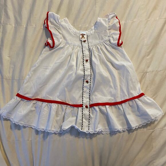 Vintage Winnie The Pooh Dress 2T Black White Gingham Pinafore USA Made Lace - Picture 10 of 16